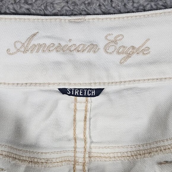 VTG American Eagle White Stretch Skinny Jeans Size 8 Button Fly Crop Ankle - Picture 15 of 16